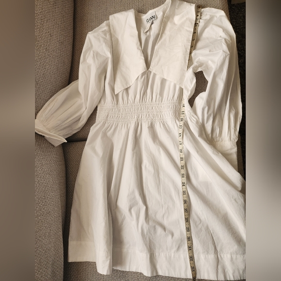 Ganni Cotton Poplin Smocked Mini Dress 38 - Picture 10 of 11